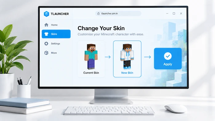 TLauncher change Minecraft skin interface